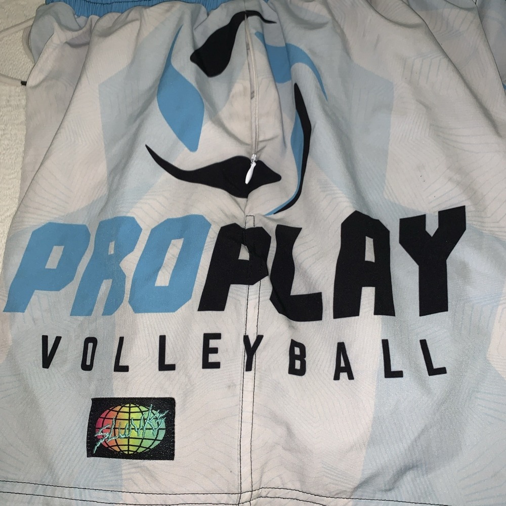Slunks Shorts Men's Large Blue Lined Proplay Volleyball - Picture 5 of 9